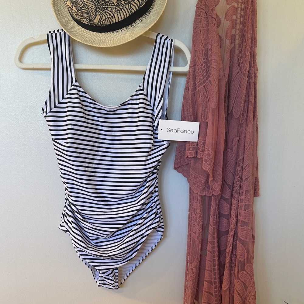 SeaFancy Black & White Striped One-Piece Swimsuit